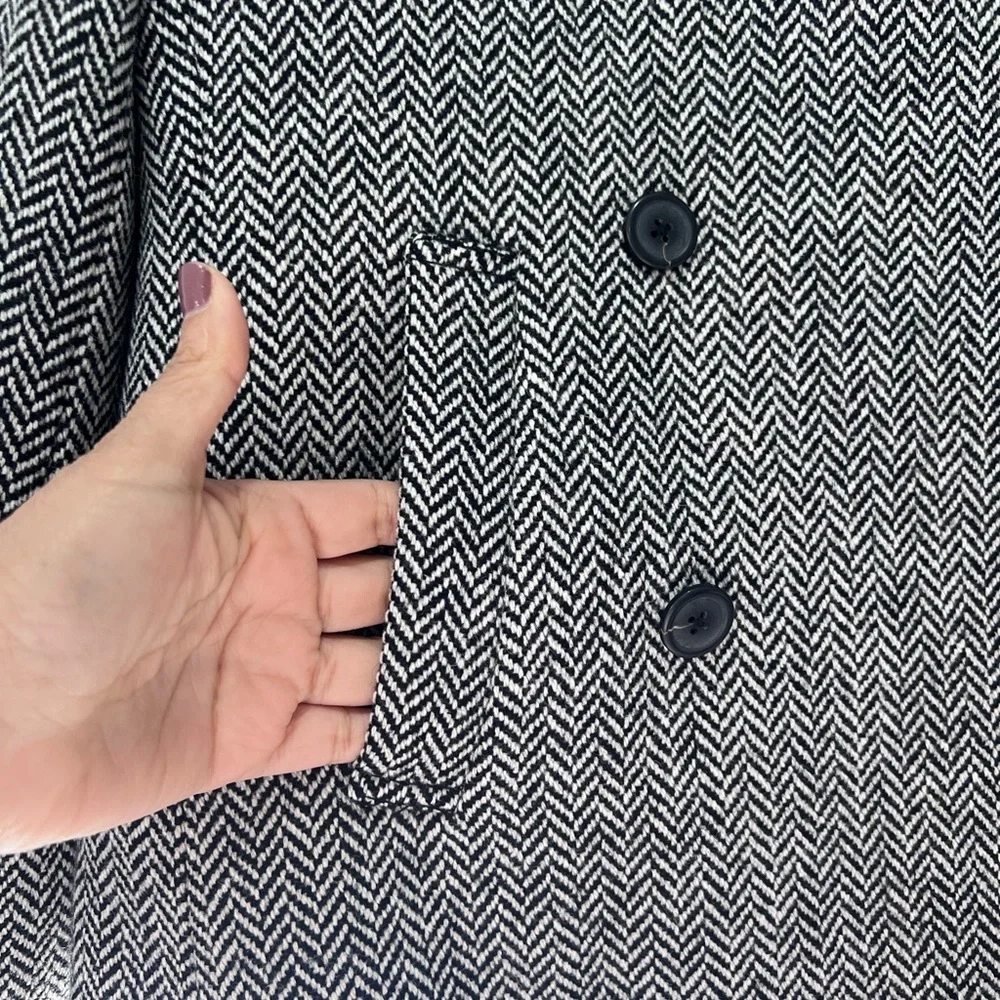 J. Crew Monochrome Herringbone Pea Coat‎ - Picture 4 of 8